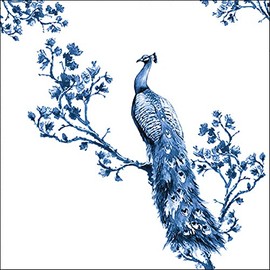 Ambiente Serviette Lunch 33 x 33 cm with Royal Peacock Motif Elegant Blue Pack of 20