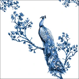 Ambiente Serviette Lunch 33 x 33 cm with Royal Peacock Motif Elegant Blue Pack of 20
