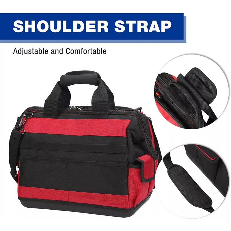 WORKPRO 16" Wide Mouth Tool Bag with Water Proof Rubber