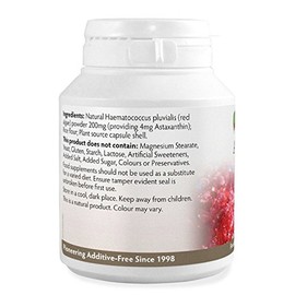 Astaxanthin 4mg x 90 Capsules (100% Pure & Additive Free Food Supplement, High Strength, Powerful Antioxidant, from Natural Haematococcus Pluvialis Red Algae, UK Manufactured