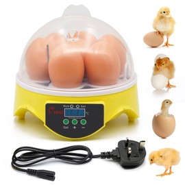 Yuecheng BREUAILY Mini 7 Egg Incubator Poultry Incubator,Fully Automatic chick brooder Intelligent temperature control with LED Digital Screen for Chicken Quail Reptile Egg Uk Plug
