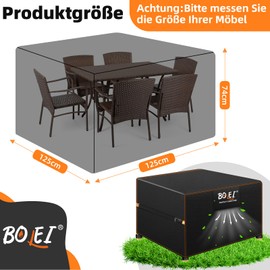 BOLEi Cover Garden Furniture Winterproof Tarpaulin with Ventilation Openings 420D Oxford Fabric Protective Cover Waterproof Rainproof Windproof Protective Cover for Rattan Furniture Balcony Furniture