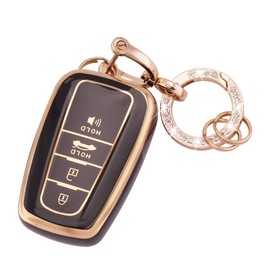 EKALA for Toyota Key Fob Cover, 4 Buttons Soft TPU Key Case Shell with Bling Keychain, Fit for Toyota Highlander Corolla Camry C-HR RAV4 Avalon Prius 4Runner Prado 86/GT86 (R-Tyt-B)
