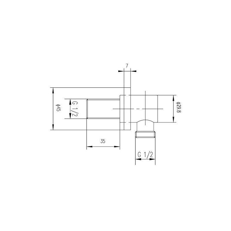Nuie A3275 Round Outlet Elbow, Silver