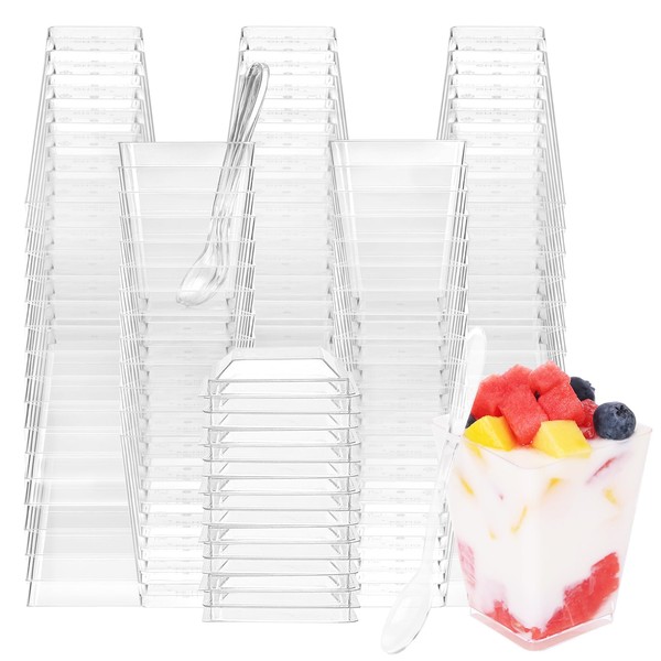 Moretoes 120 Pack 5oz Plastic Dessert Cups with Lids and