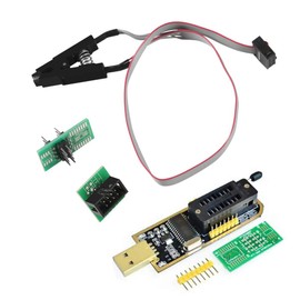 ALMOCN SOIC8 SOP8 Flash Chip IC Test Clips Socket Adpter Programmer BIOS + CH341A 24 25 Series EEPROM Flash BIOS USB Programmer Module (Double Clip+ USB)