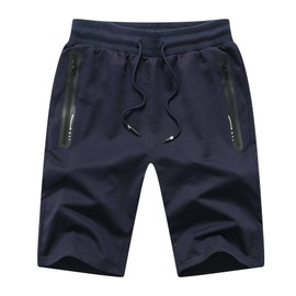 Tansozer Pantalones cortos deportivos para hombre con bolsillos con cremallera, Azul 05, Small