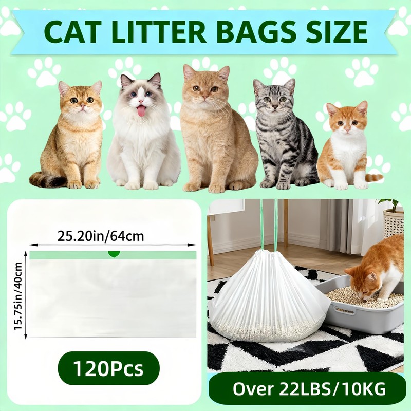 120 Count Cat Litter Box Liners Compatible with Litter Robot