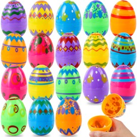 JOYIN 36PCS 3.15" Printed Easter Eggs, Empty Fillable Colorful Plastic Eggs Bulks for Easter Hunt, Basket Stuffers Filler, Classroom Prize Supplies