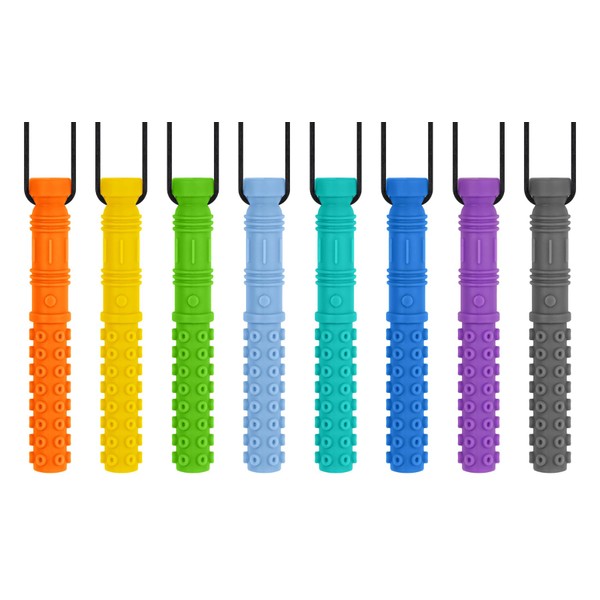 Sensory Chew Necklaces, 8 Pack Chewable Silicone Necklaces for Chewers