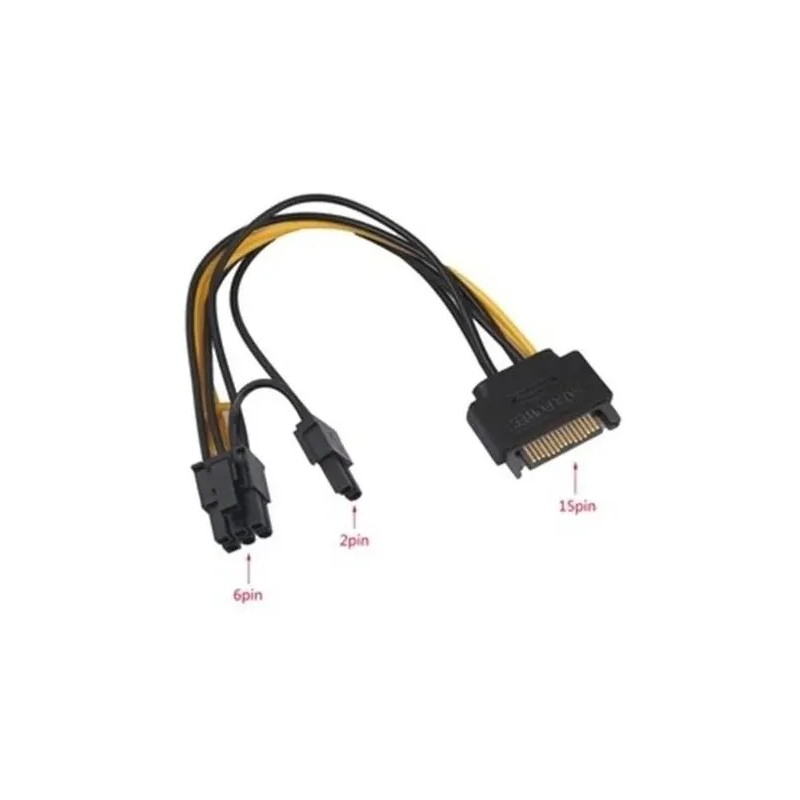 Cable Sata Macho 15 Pines A Pcie 8 Pines Para