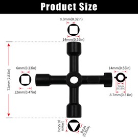 2 Pack Universal Cross Triangle Key, 4-Way Multi-Functional Utilities Key, Panel Cross Key, 4-Way Plumbing Key, Cross Switch Wrench, for Faucet,Gas Meter, Valve, Electrical Cabinet Open(2 Colours)