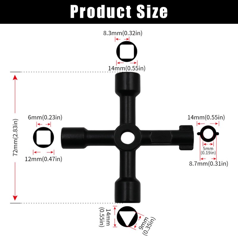 2 Pack Universal Cross Triangle Key, 4-Way Multi-Functional Utilities Key,
