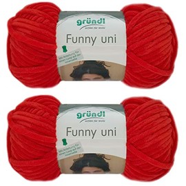 Gründl Funny Uni Soft Yarn SB Pack Baby Yarn with Instructions for A Funny Bunny 11 Red 2 x 100 g