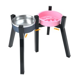 TIDANT Raised Dog Bowl Stand for Extra Large and Large Dogs, Adjustable Width for 7-10.6" Wide Dog Bowls, Raised Dog Food & Water Bowl, 13.7 in Tall Dog Bowl Holder, (2-IN-1 Design, Bowl Not Included)