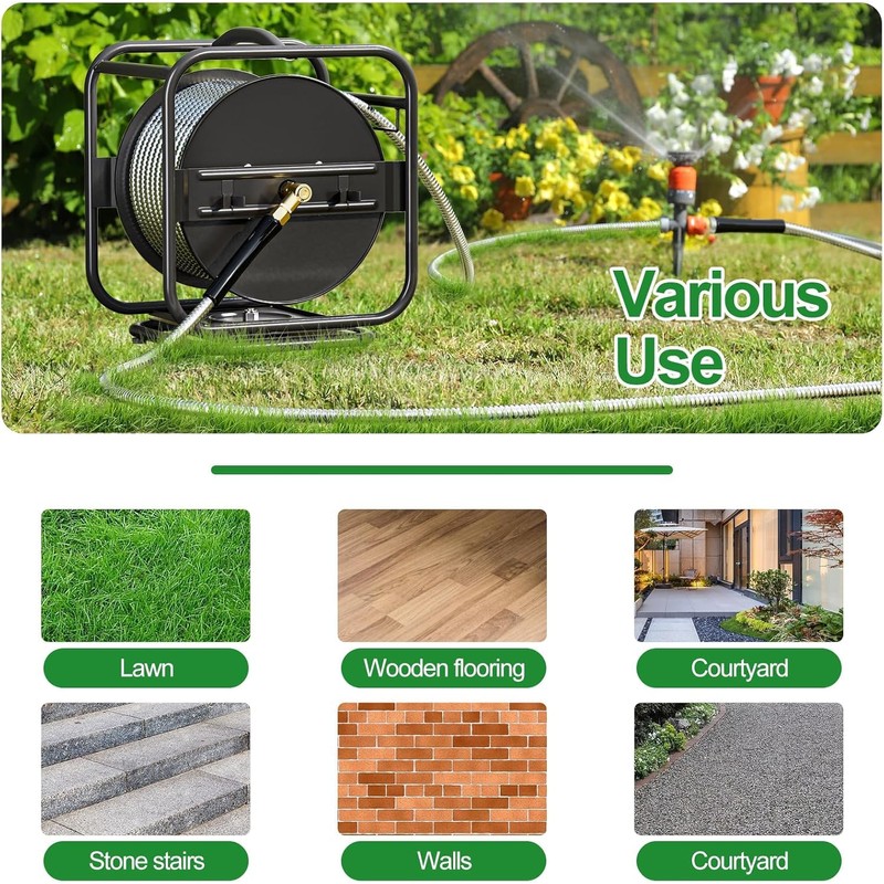 SPECILITE Heavy Duty Metal Garden Hose Reel With 80 Ft