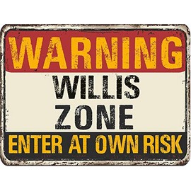 Willis Warning You are Entering Zone Rustic Vintage Look 6" Wide Decal Bumper Sticker for use on Any Smooth Surface