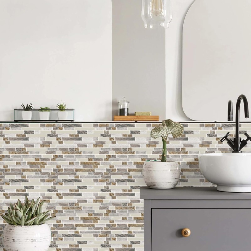 STICKGOO Peel and Stick Tile Backsplash for Kitchen, 12”×12”Stick on