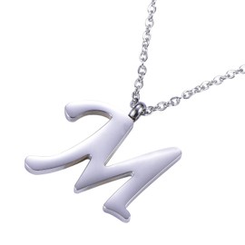 Morella Ladies' Necklace with Letter Pendant, Stainless Steel Silver in Gift Bag, Stainless Steel