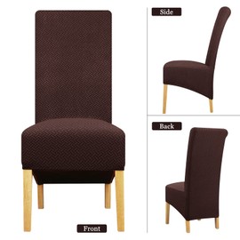 Lellen XL Size Stretch Chair Covers for Dining Room Large Dining Room Chair Slipcovers Dining Chair Covers Kitchen Reusable Parsons Side Chair Slipcover Soft Protector Set of 2,Brown