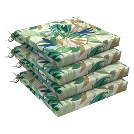 DYTXIII Set of 4 Outdoor Square Chair Cushions 18.5"x16"x2" for Patio, Water Resistant Patio Dining Seat Pads Replacement for Kitchen Garden and Outdoor Furniture Decoration - Lush Leaf Green