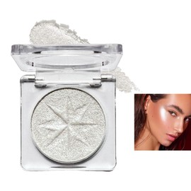 Pearl White Highlight Palette Powder Makeup Glitter Highlighter, Diamond Shine Waterproof, 3D Natural Face High light Palettes, Long Lasting Lightweight Shimmer Colors for Highlighting and Contouring