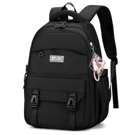 JANSBEN Waterproof School Backpack for Girls & Boys, Multi-compartment Backpack for School & Travel, Comfortable School Bag Ideal for 10 Year Old Kids, Teens & 5th Grade, black