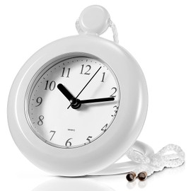 Weewooday Waterproof Bathroom Clock Small Digital White Shower Wall Clock with Easy Reading Face for Bathroom Pool Supplies(Lanyard)