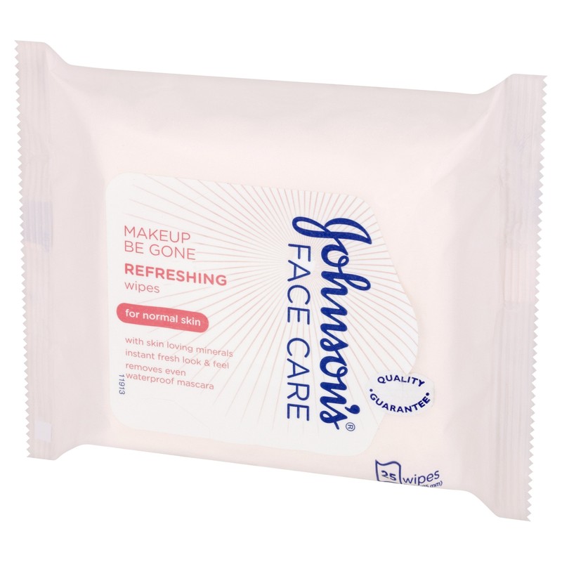 Johnson's Face Care Makeup Be Gone Refreshing Wipes, Pack of
