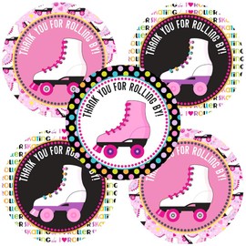 Roller Skating Thank You Sticker Labels by Adore By Nat - Girl Children Birthday Sports Party Supplies - Set of 30