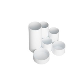 Maul MAULtubo Pen Holder, Diameter 15 x 12.5 cm, Desk Organiser with 6 Holders, Office Organiser for Pens, Ballpoint Pens, Brushes and Scissors, Stylish Pen Organiser, White