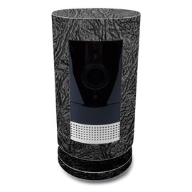 MightySkins Skin for Ring Stick Up Cam Battery - Black Leather | Protective, Durable, and Unique Vinyl Decal wrap cover | Easy To Apply, Remove, and Change Styles | Made in the USA, Model Number: RISTCAB-Black Leather