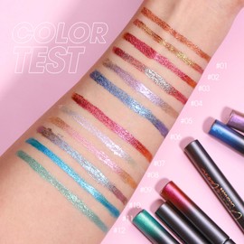 Joyeee Liquid Eyeliner, 6pcs Colored Eye Liner Eyeliner Pencil Brown Blue Red White Green Glitter Eyeliner Set Waterproof Smudgeproof Long Lasting Pigmented Gel Eyeliner Make Up for Girl Women Gift