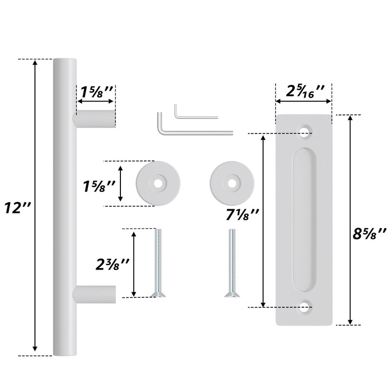 SMARTSTANDARD 12" Barn Door Handles,Sliding Barn Door Pull Handle White