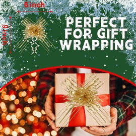 20 Pieces Pull Bow, 6 Inch Organza Large Gift Bow, Christmas, Party Birthday Gift Wedding Ribbon Bows for Wrapping Boxes or Flower Decorations, Valentine's Day Gift Decorations (Yellow&Gold)