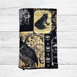 Edgar Allan Poe Nevermore Fabric - Adjustable Book Cover, Fabric Book Sleeve, Book Pouch, Book Accessories, Adjust Fabric Book Cover, #booktok - Size: Large