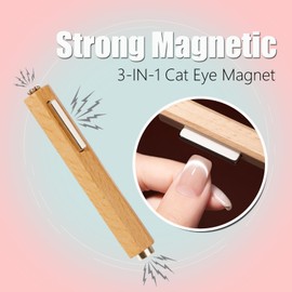 Dr.nail Cat Eye Magnet for Nails, 3 IN 1 Wooden Handle Nail Magnet, Multifunctional Y-Shaped Double Head Magnetic Gel Nail Polish Art Design Tools, 2Pcs Guide for Heart Cat Eye Magnet,Salon & Home Use