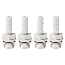PATIKIL Hose Barb Fitting Straight 7mm Barbed G1/4 Male Thread, 4 Pack POM Plastic Pipe Connector, Grey