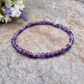 Unbranded Natural Chevron Amethyst Beaded Crystal Healing Reiki Energy Stretch Bracelet