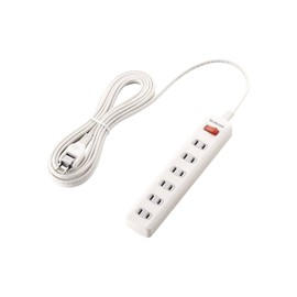 Elecom Lightning Guard Tap, Bulk Switch, 6 Outlets, 16.4 ft (5 m), White