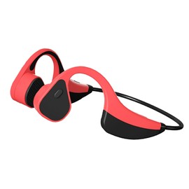 zalati Bone conduction Headphone Bluetooth 5.0 Open Ear wireless headset Game sports running Hang ears neck- Red