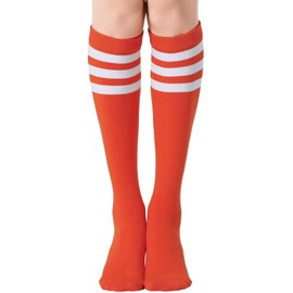 PLZSITDOWN Women's Knee High Socks - Casual Stripe Soft Cotton Thin Stocking Tube Socks Red White