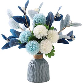 NAWEIDA Artificial Flowers with Vase Faux Hydrangea Flower Arrangements Table Centerpieces for Home Garden Party Wedding Decoration