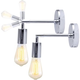 Pack of 2 Industrial Vintage Wall Lights Indoor Silver Metal Wall Lights 180° Rotatable as Wall Lamp Bedside Lights Corridor Loft Wall Lights for the Bathroom