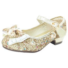 ChinyRoza Princess Shoes Girls High Heels Kids Heel Shoes Girls Glitter Shoes Girls Sequins Ballet Flats Princess Costume Shoes Festive Girls Shoes Gift Girls EU 26-36, gold
