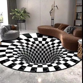 Alfombra redonda de espacio 3D área antideslizante con ilusiones ópticas vórtice a cuadros tapete puerta no tejido tela terciopelo cristal borde bloqueo firme fondo partículas plásticas para sala esta