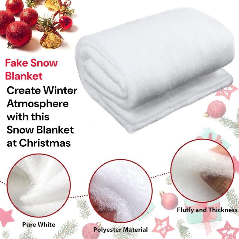 CHRISTMAS HOVUK Snow Blanket,White Fluffy Snow Blanket Fake Snow Roll