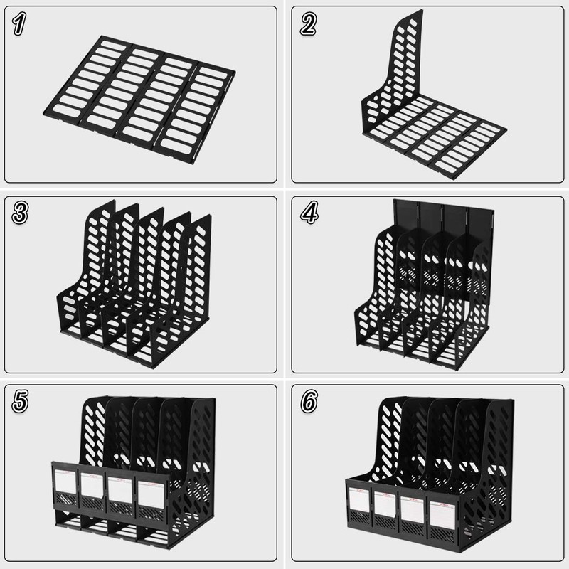 Marte Vanci 4 Sections Sturdy Plastic Magazine Holder Frames File