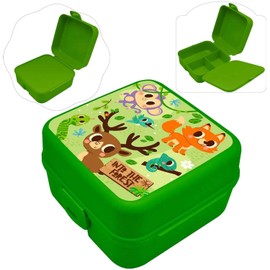 Into The Forest Lunch Box with 3 Compartments,Snack Box for Kids Sandwich Box Safe Box with Fun for School Going Kids Size-14cm Ages 3+ Years