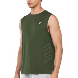 NORTHYARD Men's Athletic Workout Tank Top Running Gym Sleeveless Shirts Quick Dry Lightweight Training Sport Muscle Tank ArmyGreen L